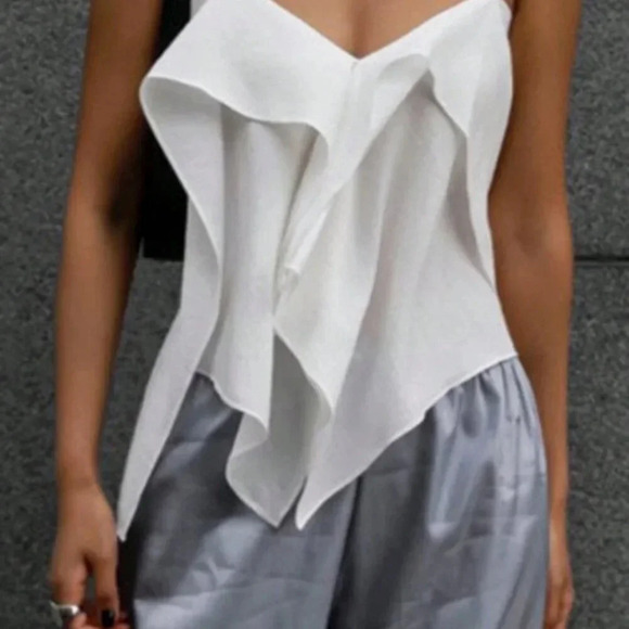 White Casual Women's Ruffle Trim Cami Top - Picture 4 of 8